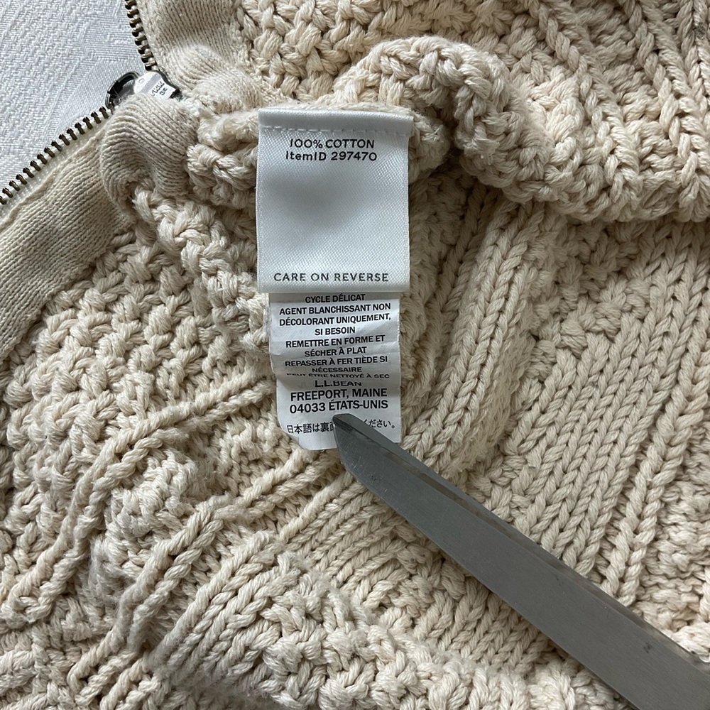 LL BEAN Signature Fisherman Cable Knit 100% Cotton Sweater Women Size Small - Picture 9 of 11